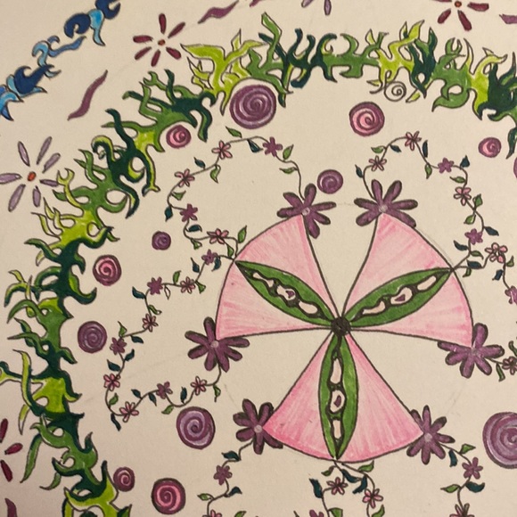 Unframed Original Mandela Art in Alcohol Ink Markers on White Bristol Board - Picture 3 of 4